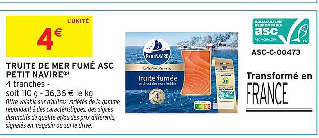 TRUITE DE MER FUMÉ ASC PETIT NAVIRE(p)