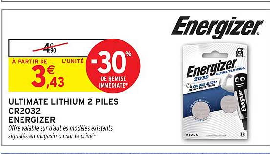ULTIMATE LITHIUM 2 PILES CR2032 ENERGIZER