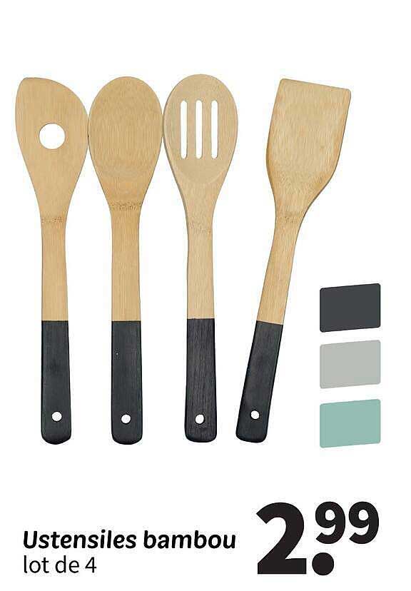 Ustensiles bambou lot de 4