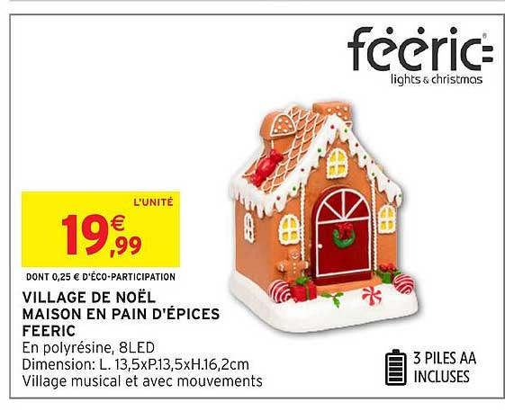 VILLAGE DE NOËL MAISON EN PAIN D'ÉPICES FEERIC