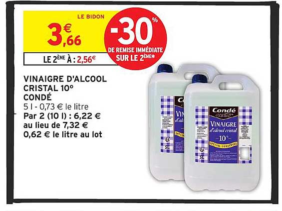 VINAIGRE D'ALCOOL CRISTAL 10° CONDÉ