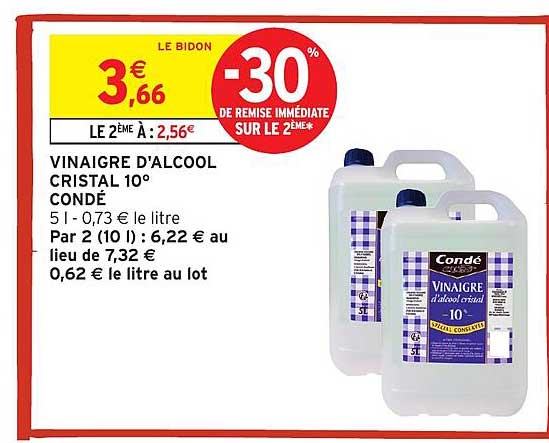 VINAIGRE D'ALCOOL CRISTAL 10° CONDE
