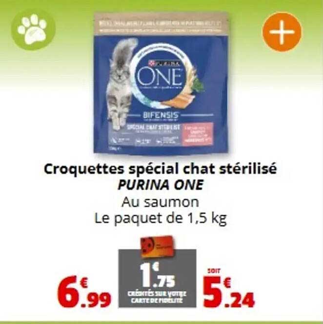 Croquettes spécial chat stérilisé PURINA ONE Au saumon Le paquet de 1,5 kg