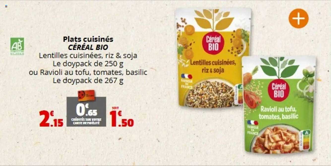 Plats cuisinés CÉRÉAL BIO
