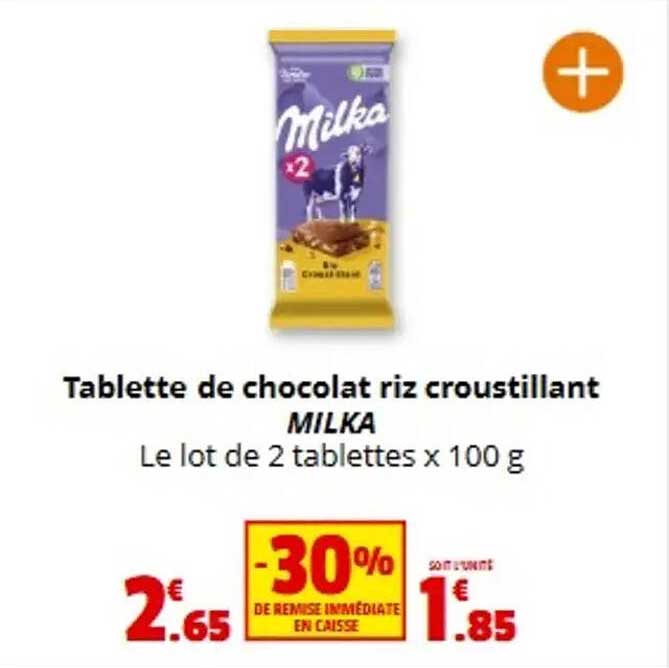 Tablette de chocolat riz croustillant MILKA