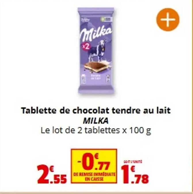 Tablette de chocolat tendre au lait MILKA