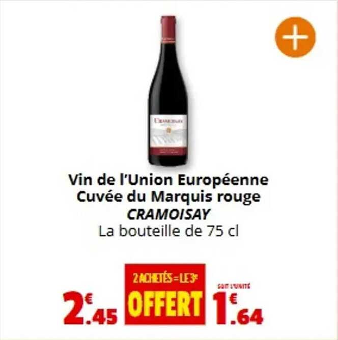 Vin de l'Union Européenne Cuvée du Marquis rouge CRAMOISAY La bouteille de 75 cl