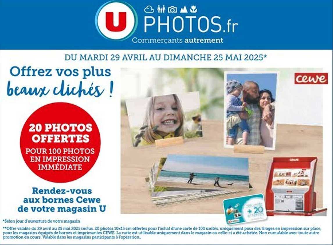 20 PHOTOS OFFERTES POUR 100 PHOTOS EN IMPRESSION IMMÉDIATE