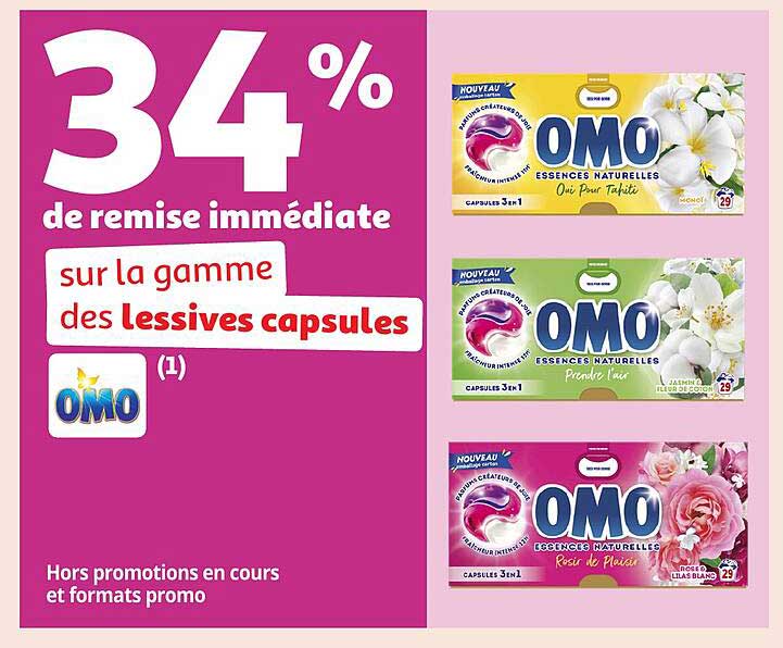 34 % de remise immédiate sur la gamme des lessives capsules