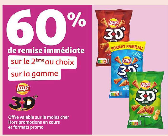 60 % de remise immédiate sur le 2ème au choix sur la gamme