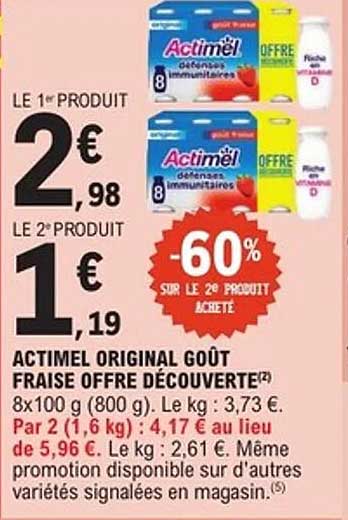ACTIMEL ORIGINAL GOÛT FRAISE OFFRE DÉCOUVERTE