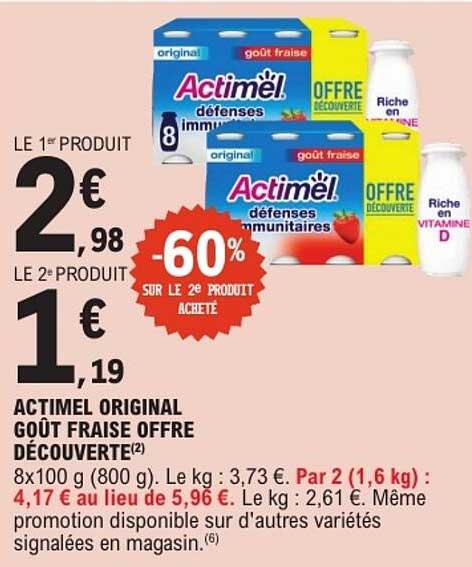 ACTIMEL ORIGINAL GOÛT FRAISE OFFRE DÉCOUVERTE