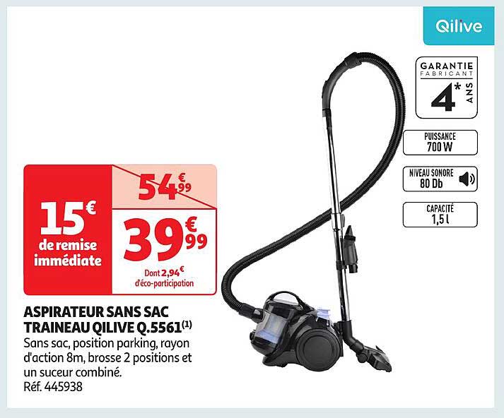 ASPIRATEUR SANS SAC TRAINEAU QILIVE Q.5561