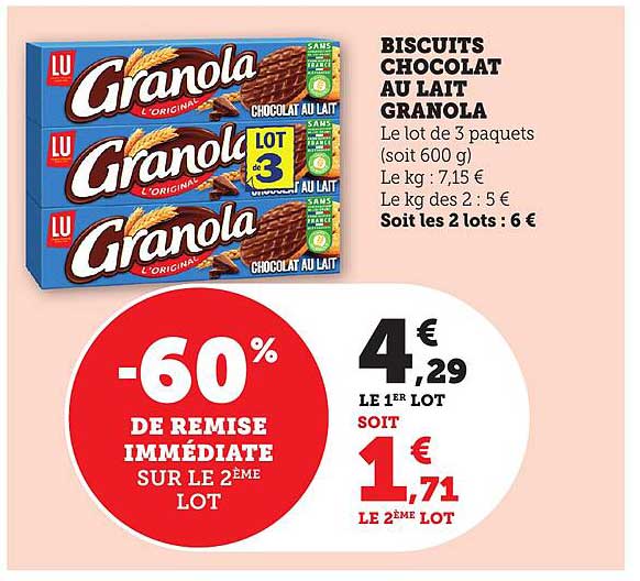 BISCUITS CHOCOLAT AU LAIT GRANOLA