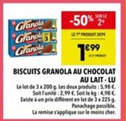 BISCUITS GRANOLA AU CHOCOLAT AU LAIT - LU
