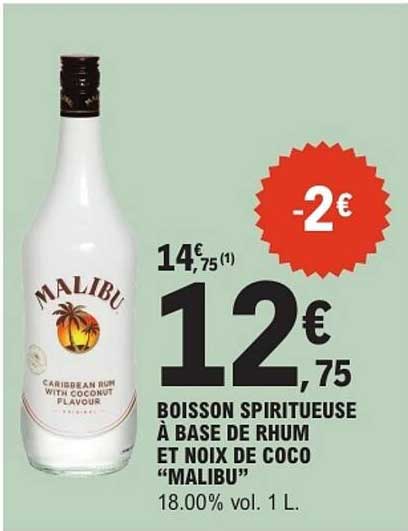BOISSON SPIRITUUSE À BASE DE RUM ET NOIX DE COCO "MALIBU"