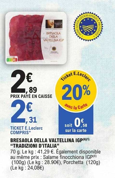 BRESAOLA DELLA VALTELLINA IGP "TRADIZIONI D'ITALIA"