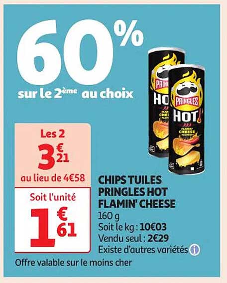 CHIPS TUILES PRINGLES HOT FLAMIN' CHEESE
