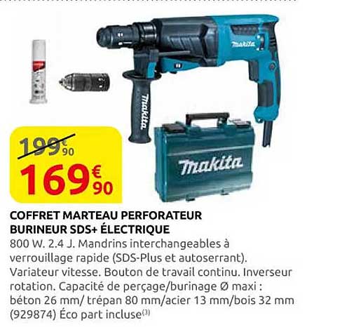 COFFRET MARTEAU PERFORATEUR BURINEUR SDS+ ÉLECTRIQUE
