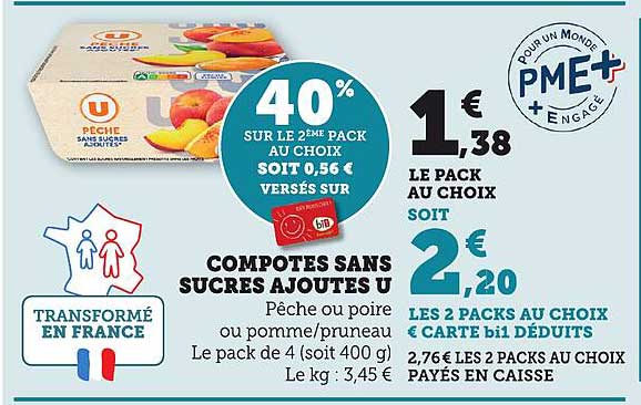 COMPOTES SANS SUCRES AJOUTÉS U