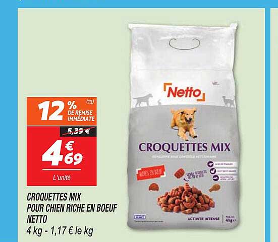 CROQUETTES MIX POUR CHIEN RICHE EN BOEUF NETTO