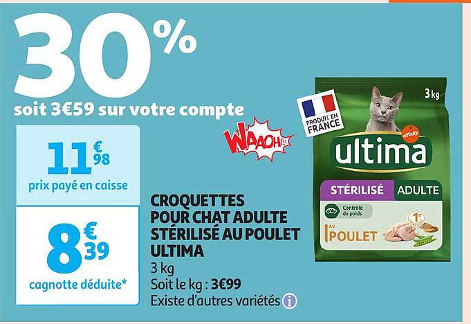 CROQUETTES POUR CHAT ADULTE STÉRILISÉ AU POULET ULTIMA