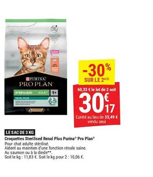 Croquettes Sterilised Renal Plus Purina® Pro Plan®