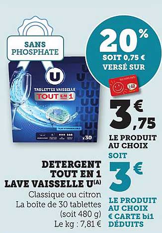 DÉTERGENT TOUT EN 1 LAVE VAISSELLE U