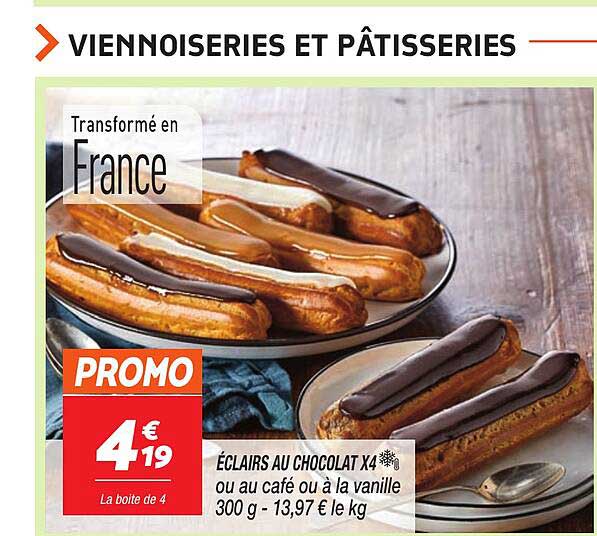 ÉCLAIRS AU CHOCOLAT X4 ou au café ou à la vanille