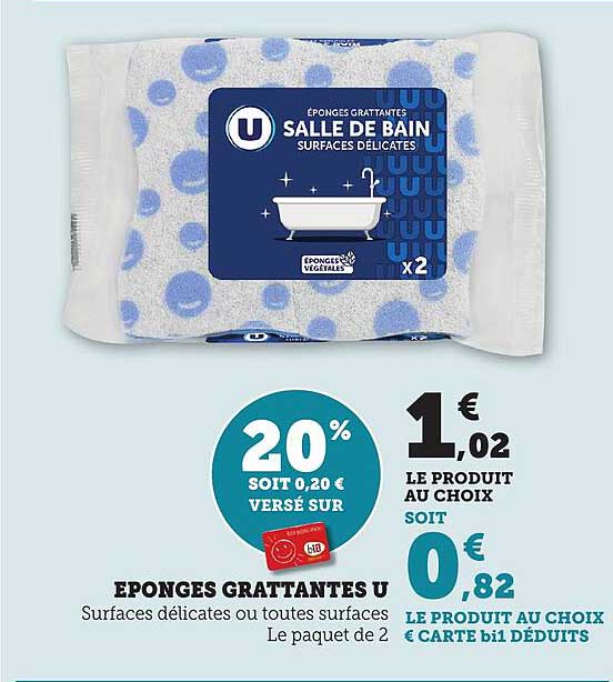 ÉPONGES GRATTANTES U SALLE DE BAIN SURFACES DÉLICATES