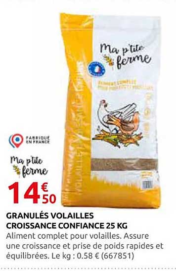 GRANULÉS VOLAILLES CROISSANCE CONFIANCE 25 KG