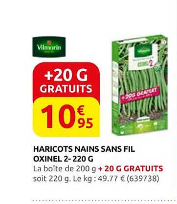 HARICOTS NAINS SANS FIL OXINEL 2- 220 G