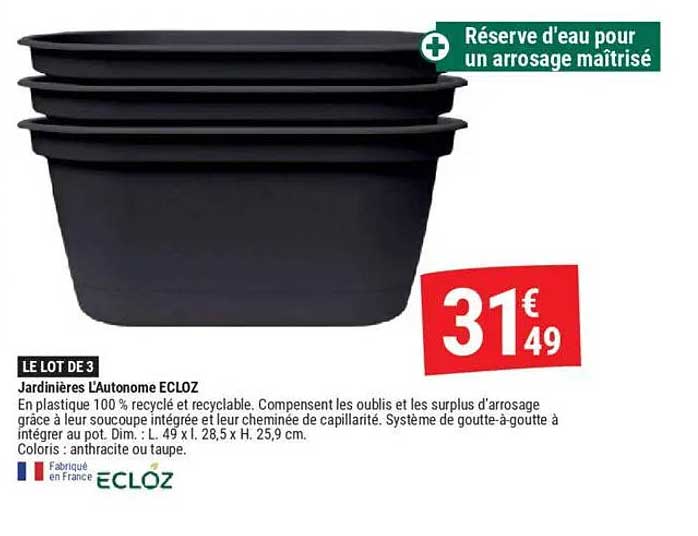 Jardinières L'Autonome ECLOZ – Lot de 3