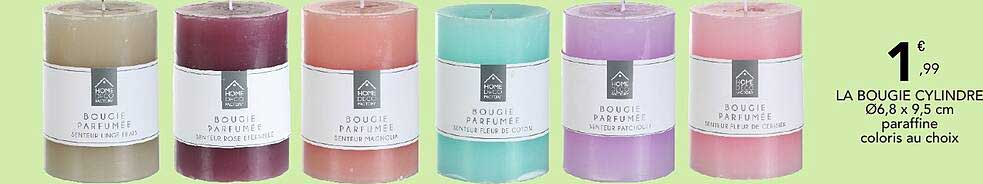 LA BOUGIE CYLINDRE Ø6,8 x 9,5 cm paraffine coloris au choix