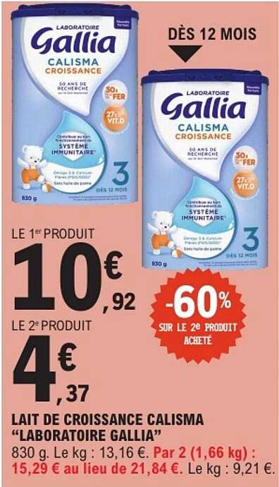 Lait de croissance Calisma "Laboratoire Gallia"