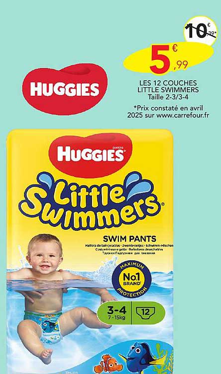 LES 12 Couches Little Swimmers Taille 2-3-4
