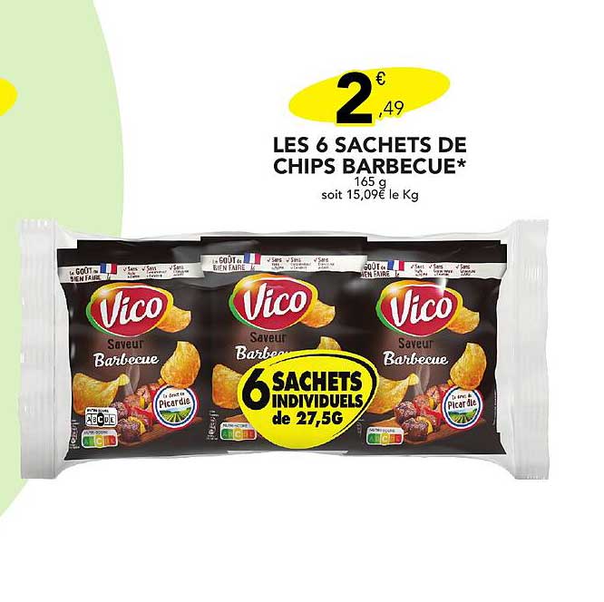 LES 6 SACHETS DE CHIPS BARBECUE*