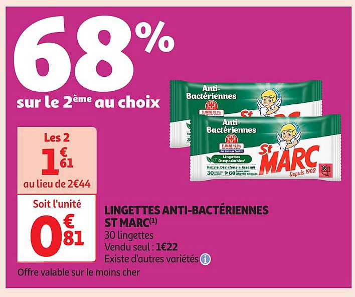 LINGETTES ANTI-BACTÉRIENNES ST MARC