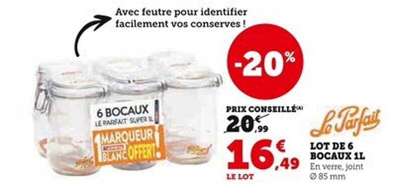 LOT DE 6 BOCAUX 1L