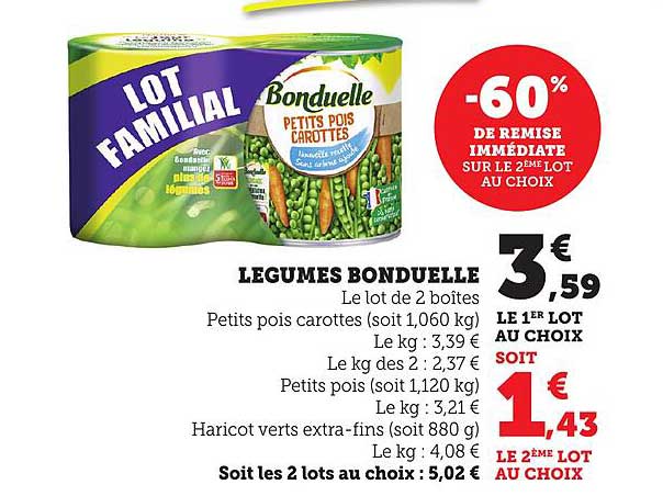 LOT FAMILIAL LÉGUMES BONDUELLE