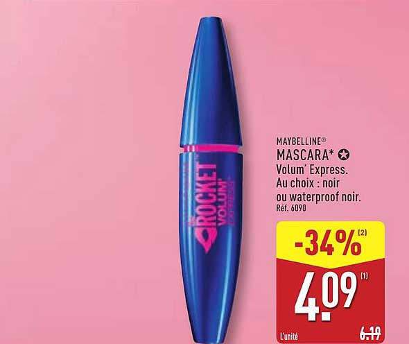 MAYBELLINE® MASCARA* Volum' Express. Au choix : noir ou waterproof noir.