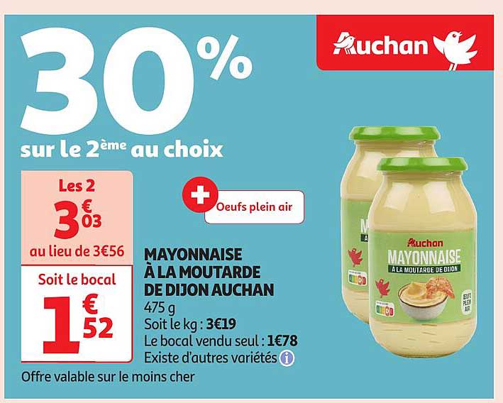 MAYONNAISE À LA MOUTARDE DE DIJON AUCHAN