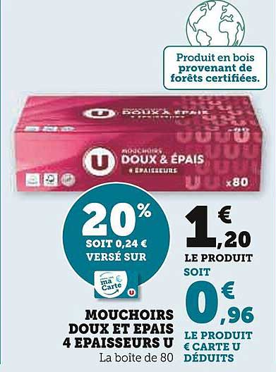 MOUCHOIRS DOUX ET EPAIS 4 EPAISSEURS U