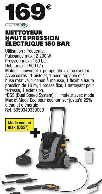 NETTOYEUR HAUTE PRESSION ÉLECTRIQUE 150 BAR