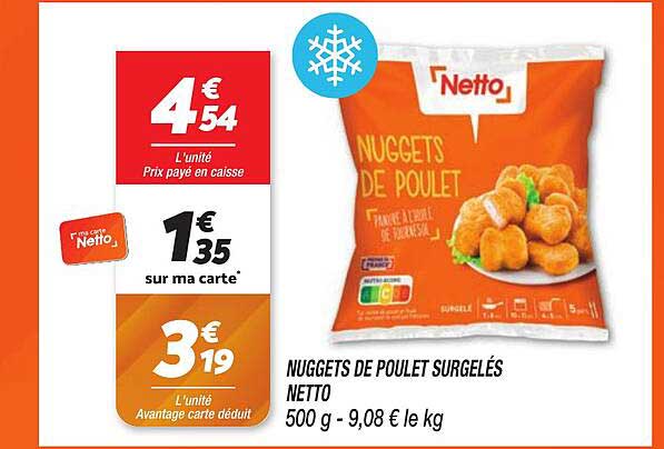 NUGGETS DE POULET SURGELÉS NETTO
