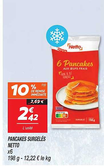 PANCAKES SURGELÉS NETTO x6