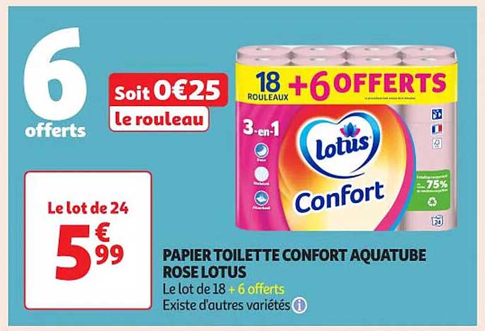 PAPIER TOILETTE CONFORT AQUATUBE ROSE LOTUS