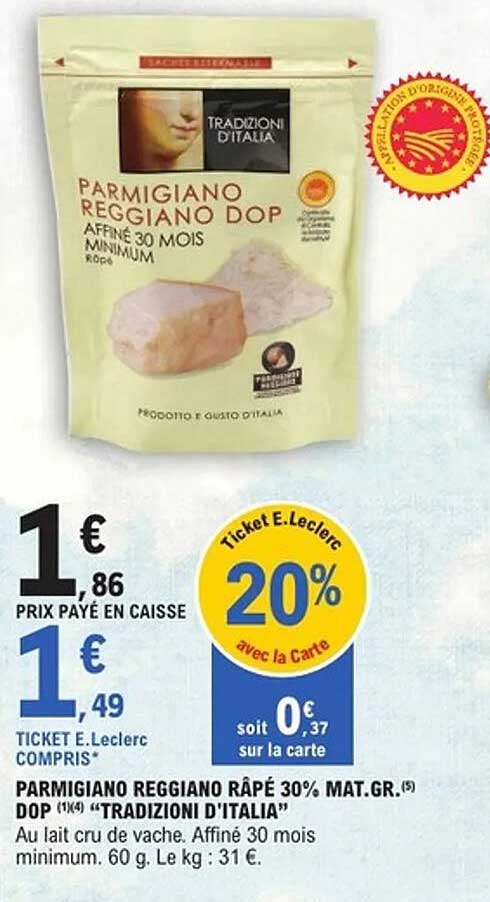 PARMIGIANO REGGIANO DOP AFFINÉ 30 MOIS MINIMUM