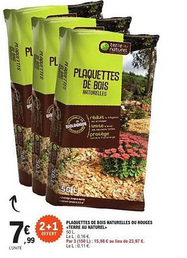 PLAQUETTES DE BOIS NATURELLES OU ROUGES *TERRE AU NATUREL*