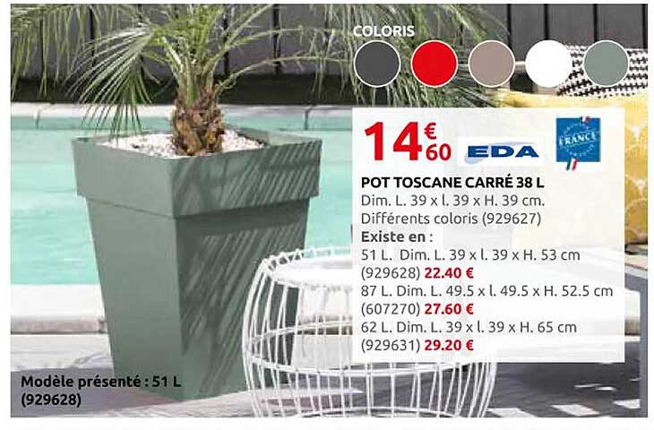 POT TOSCANE CARRÉ 38 L